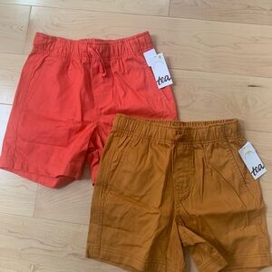 Tea Collection Kids Elastic-Waist Shorts in Coral & Mustard